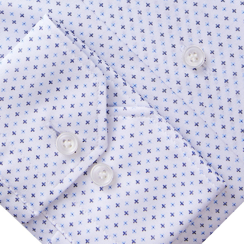 White 4Flex Shirt With Navy Micro Print