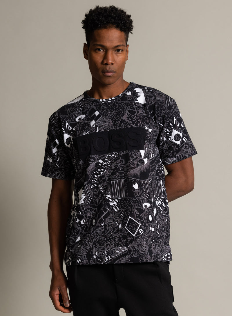 BOSS Regular-fit athleisure lotus t-shirt