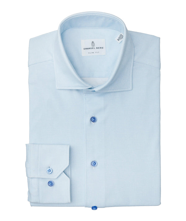 Emanuel Berg Modern Fit 4Flex Stretch Plain Blue Shirt