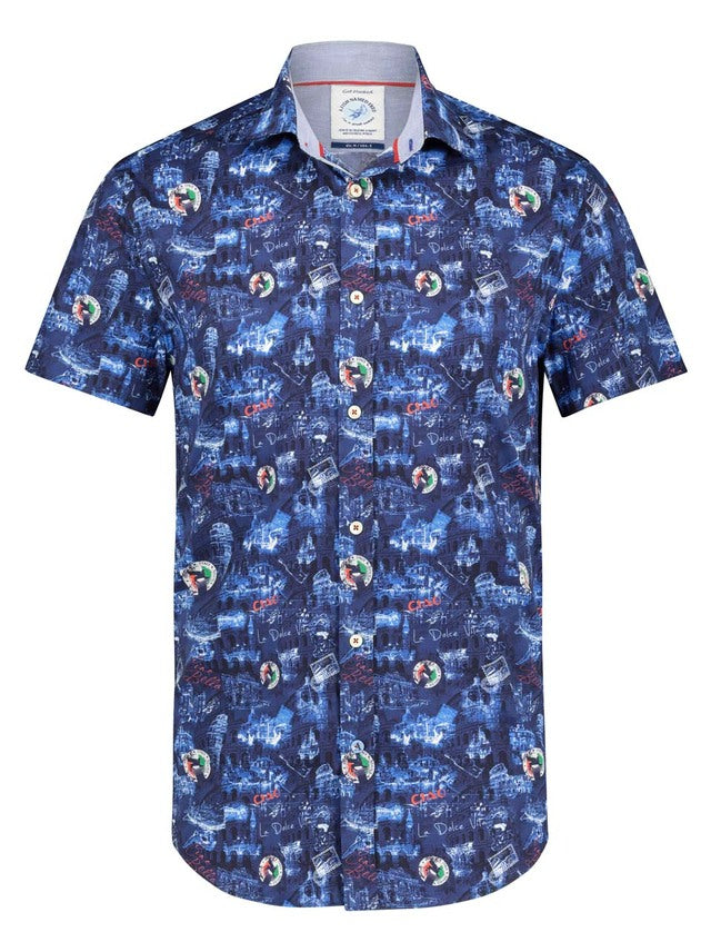 A Fish Named Fred Short-Sleeve Shirt in Ciao Bella Blue