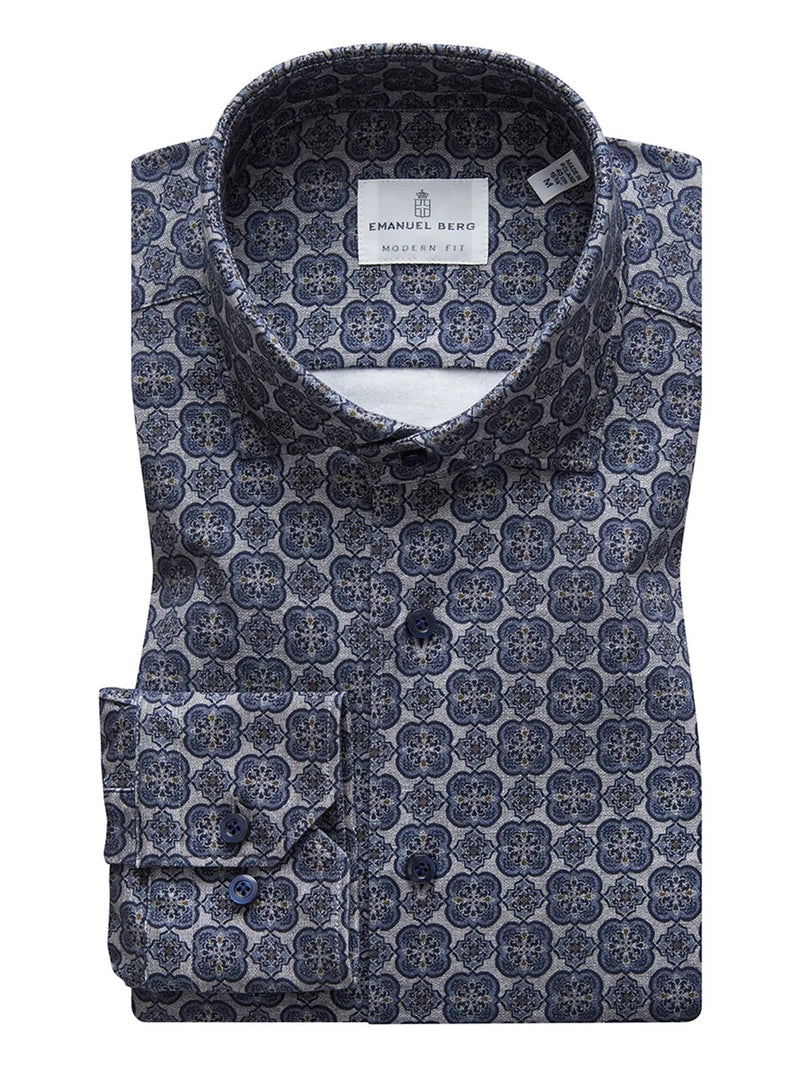 Emanuel Berg Geometric Print Modern Fit 4 Flex Shirt