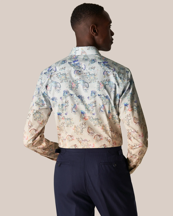 ETON Fine Twill Light Blue Paisley Button Up