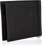 BOSS Crosstown grained leather bifold wallet with silver-tone logo