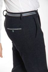 Masons Torino Man Slim Fit Chino Pants with Herringbone Pattern