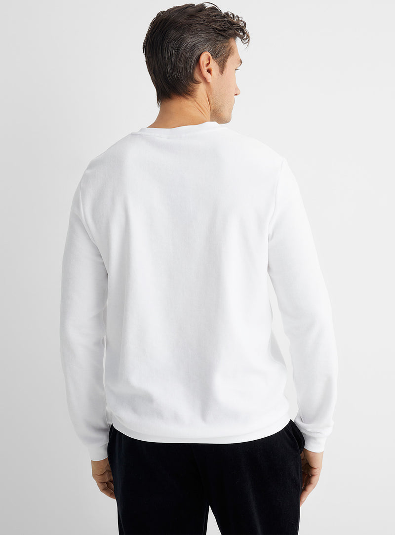 BOSS Loungewear sweatshirt in cotton-blend velour with logo embroidery