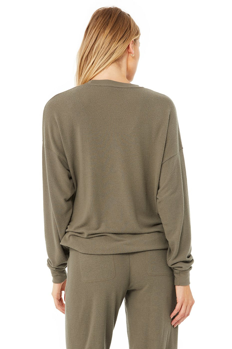 Alo Yoga Women's Soho Pullover, Midnight Green, Small : : Fashion
