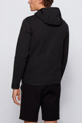 BOSS Interlock-fabric hooded sweatshirt with logo-tape trim