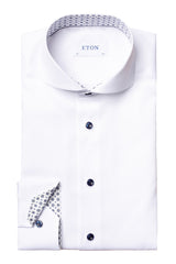 ETON Slim Fit White Twill Shirt With Medallion Details