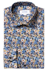ETON Blue Flower Twill Slim Fit Shirt