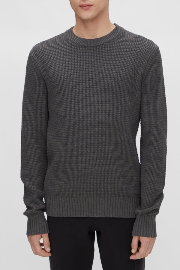 J. Lindeberg Oliver Structure Sweater in Dark Grey Melange