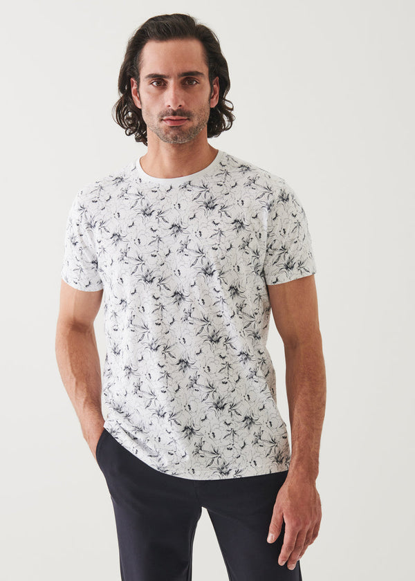 Patrick Assaraf Pima Cotton Stretch Floral Print T-Shirt