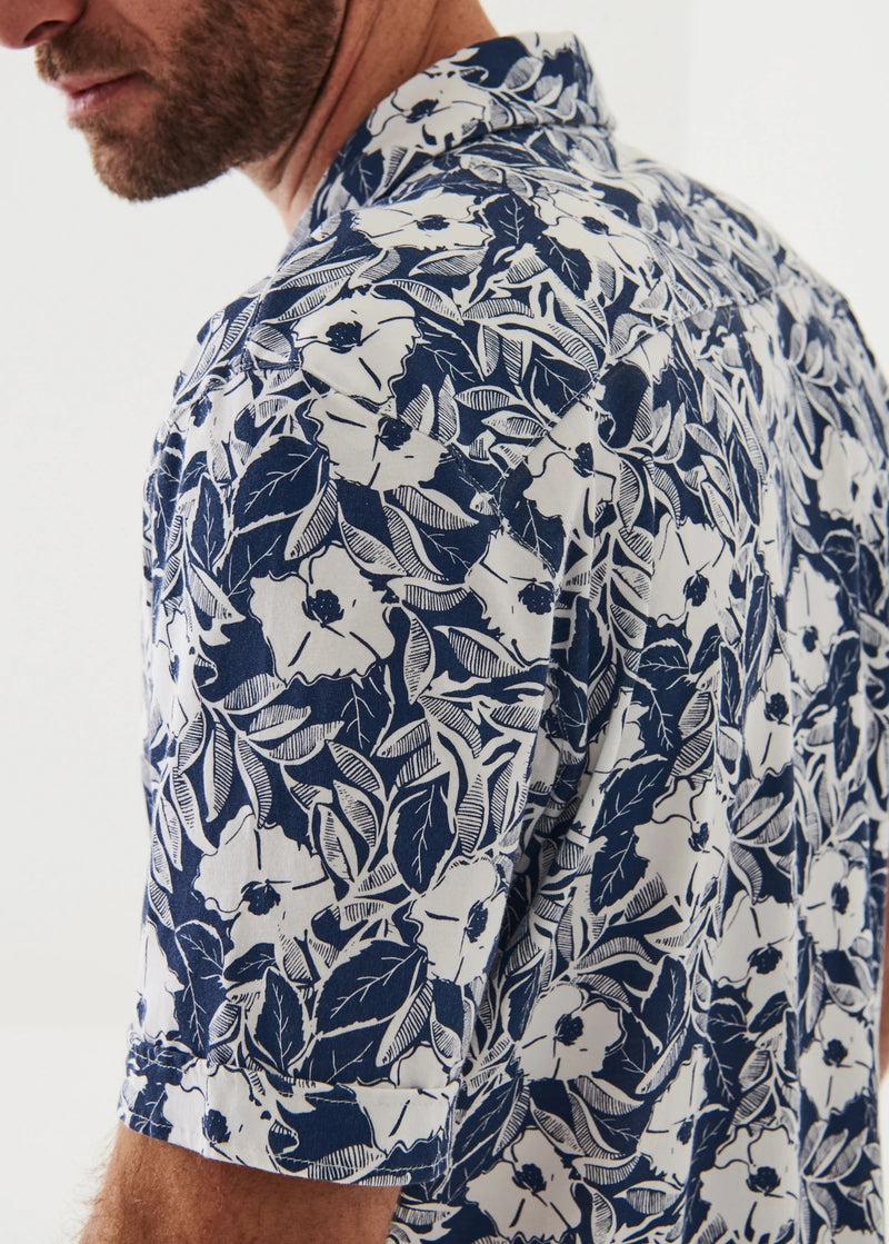 Patrick Assaraf Printed Pima Cotton Stretch Button Front Shirt