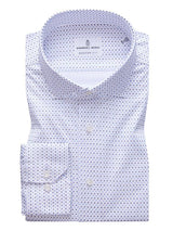 White 4Flex Shirt With Navy Micro Print