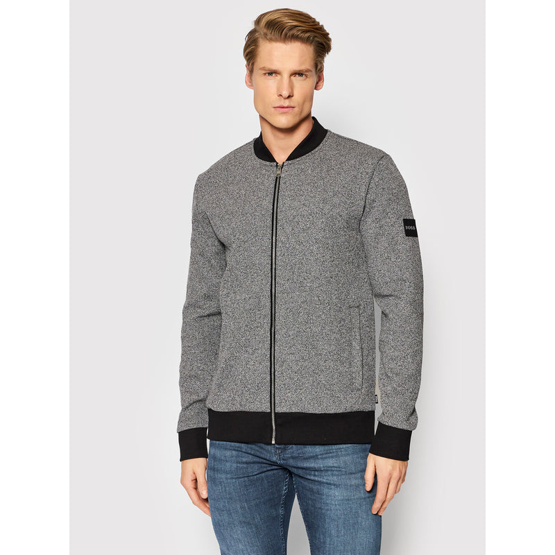 BOSS Skiles regular-fit zip-up sweater with contrast collar