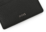 BOSS Crosstown money clip in Italian-leather with polished logo