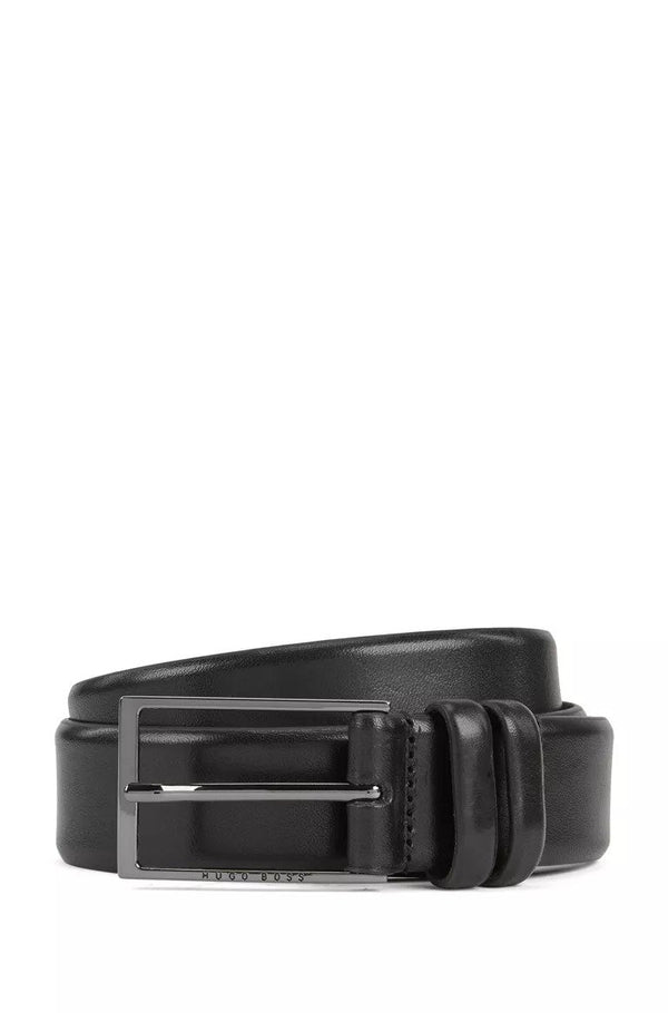 BOSS Two-tone belt in vegetable-tanned leather