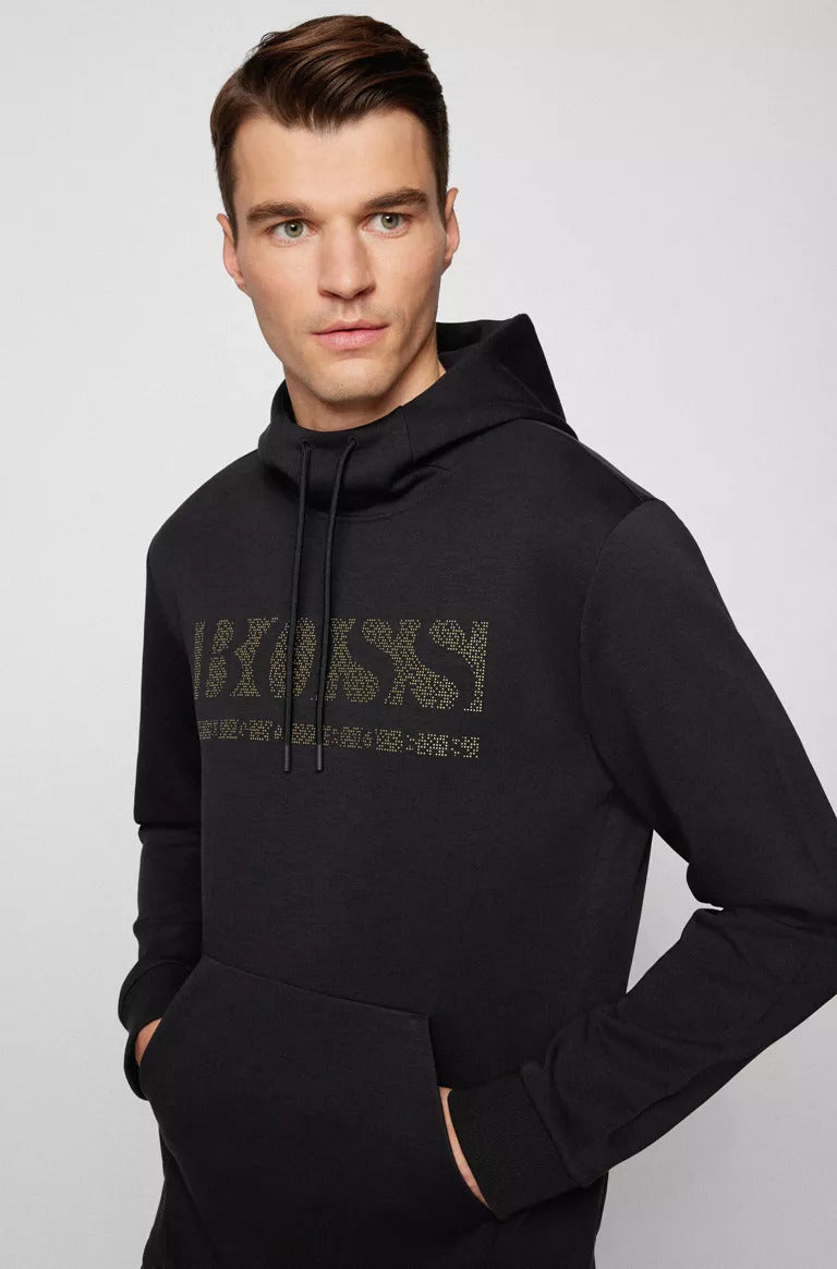 BOSS Soody 2 regular-fit hooded sweatshirt with pixelated logo