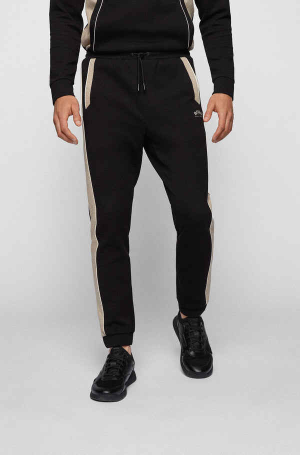 BOSS Cotton-blend tracksuit bottoms with color blocking
