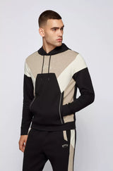 BOSS Color-blocked hooded sweatshirt in a cotton blend
