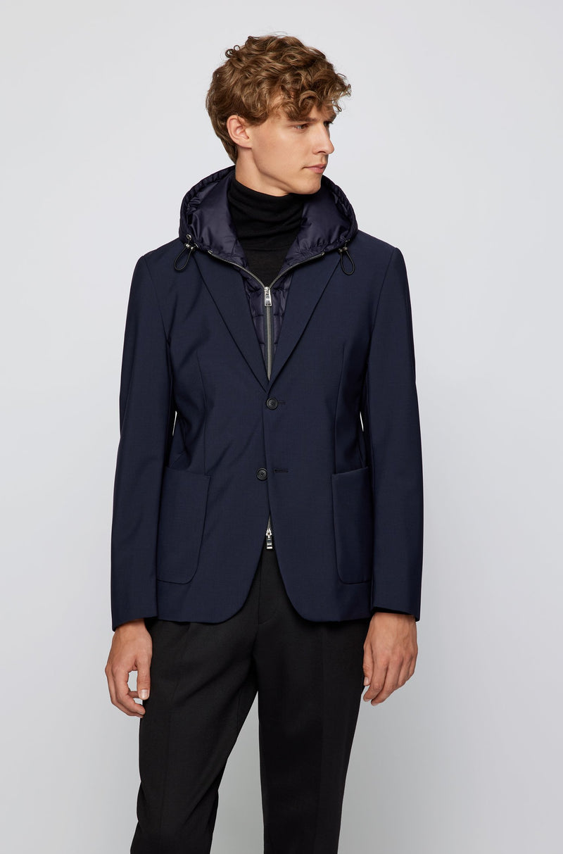 BOSS Slim-fit jacket with padded inner bib