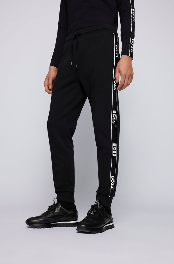 BOSS Cotton-blend tracksuit bottoms with logo tape
