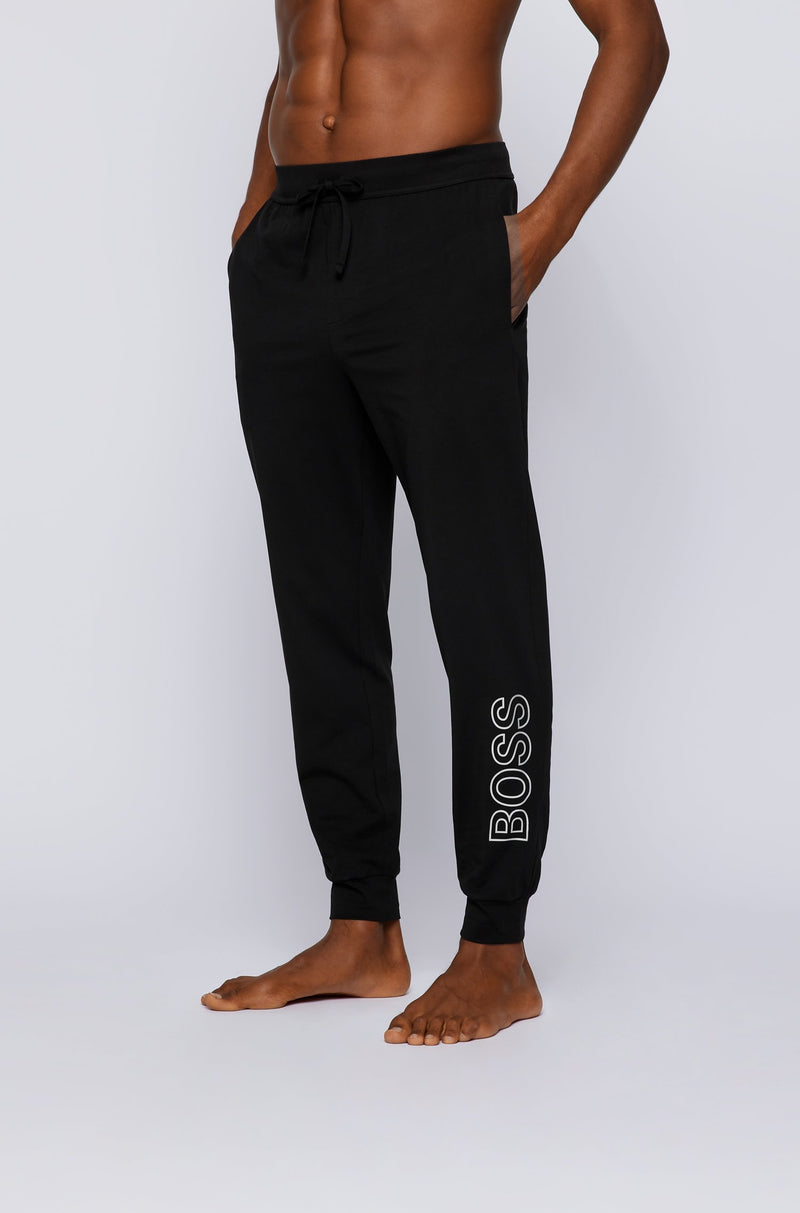 BOSS Stretch-cotton jersey pyjama bottoms with metallic logo