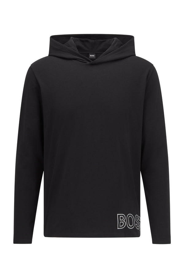 BOSS Identity hooded pyjama T-shirt with foil-print outline logo