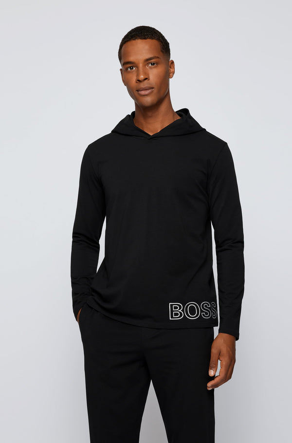 BOSS Identity hooded pyjama T-shirt with foil-print outline logo
