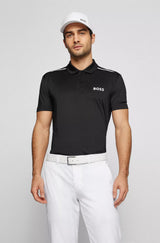 BOSS Paddytech regular-fit polo shirt with contrast logos and stripes