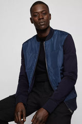 BOSS Skiles zip-up sweatshirt in organic cotton and technical fabric