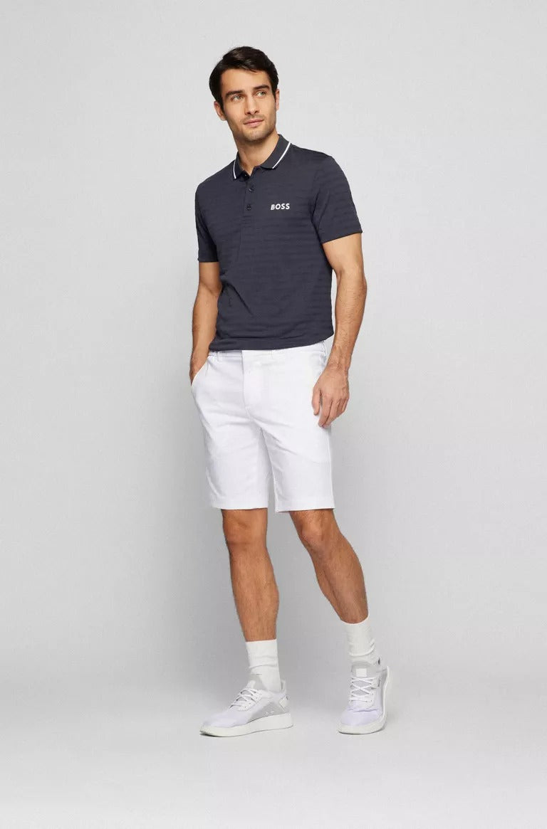 BOSS Pauletech 1 Knitted-stripe slim-fit polo shirt with contrast branding
