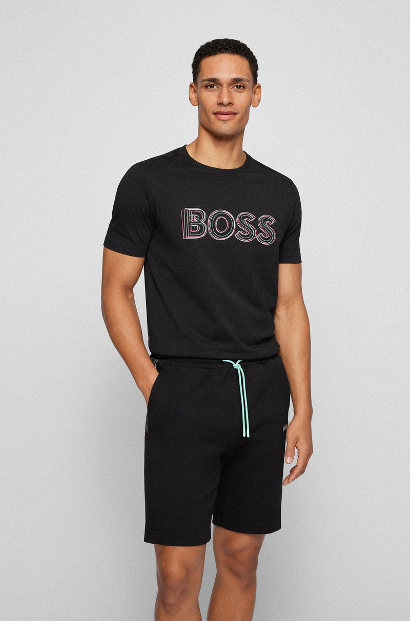 BOSS Cotton-Jersey T-Shirt with Logo Artwork