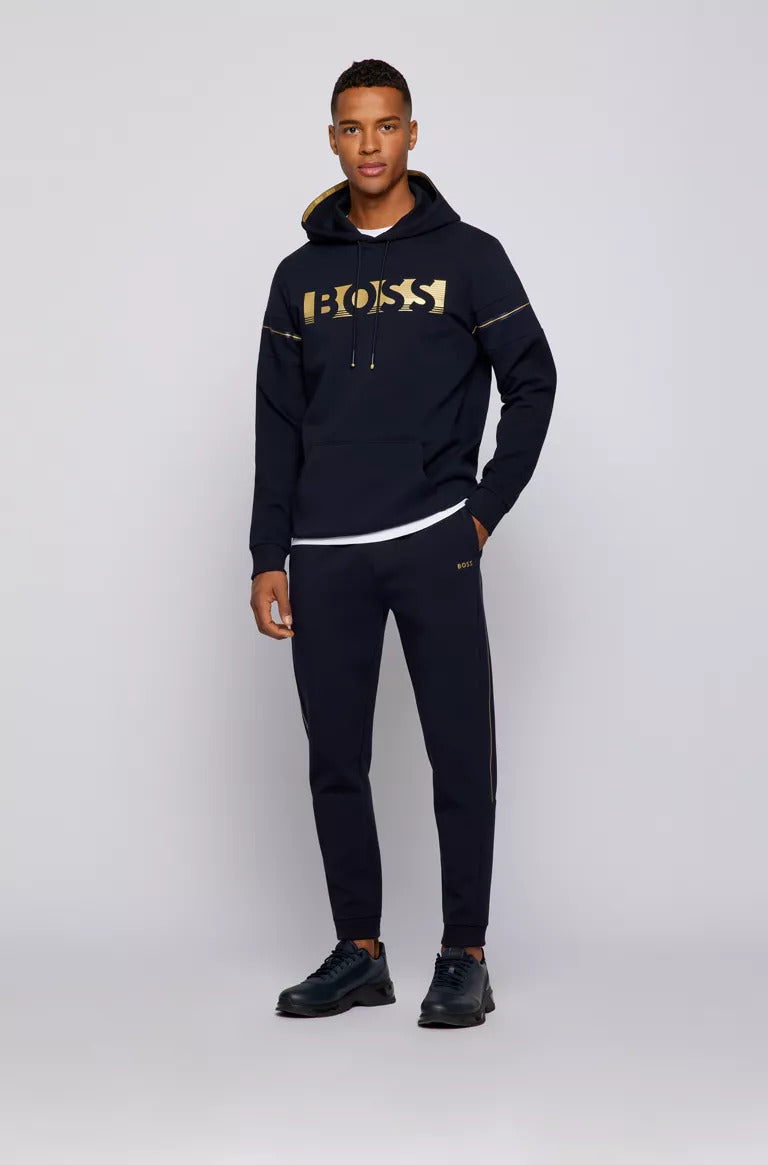 BOSS Hadiko cotton-blend tracksuit bottoms with striped side panels