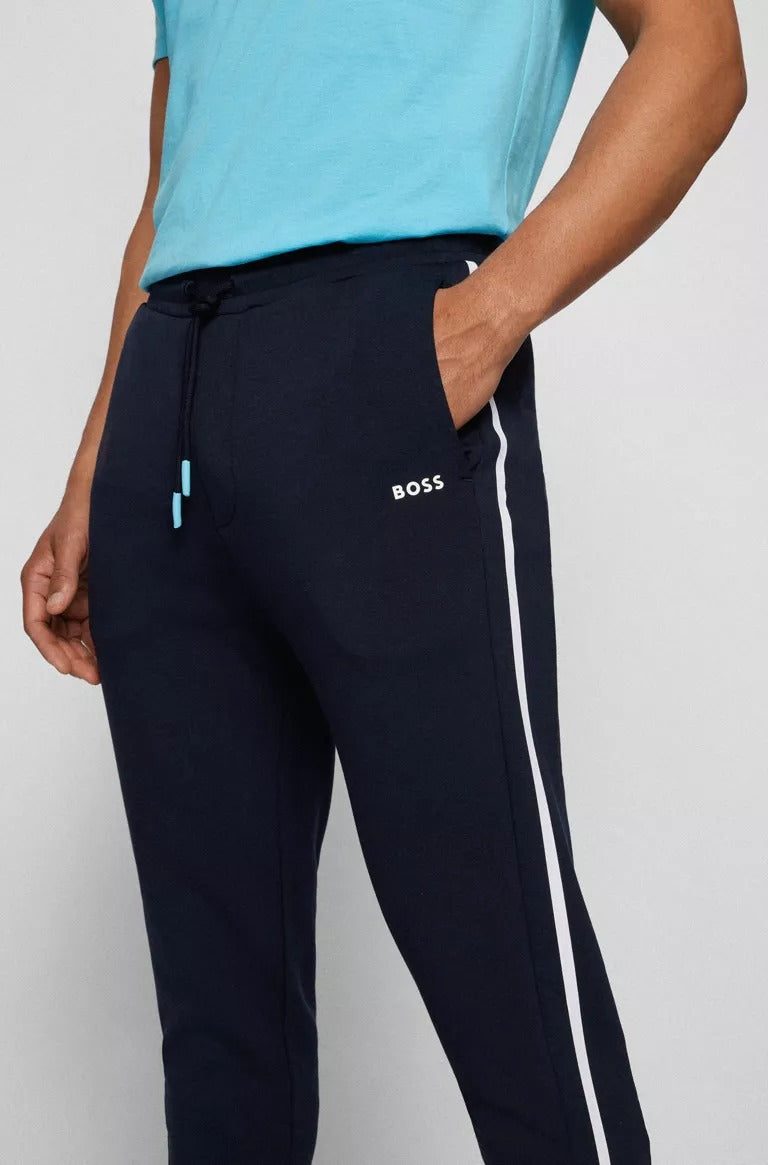 BOSS Hadiko 1 Cotton-blend tracksuit bottoms with side striped panels