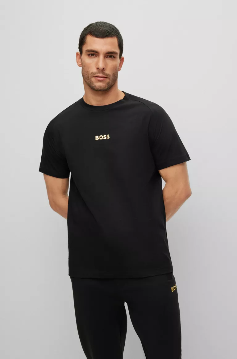 BOSS COTTON-JERSEY T-SHIRT WITH ARTWORK AND LOGOS