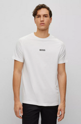 BOSS COTTON-JERSEY T-SHIRT WITH ARTWORK AND LOGOS