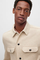 BOSS RELAXED-FIT OVERSHIRT IN A MICRO-PATTERNED WOOL BLEND