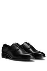 BOSS LEATHER DERBY SHOES WITH EMBOSSED LOGO