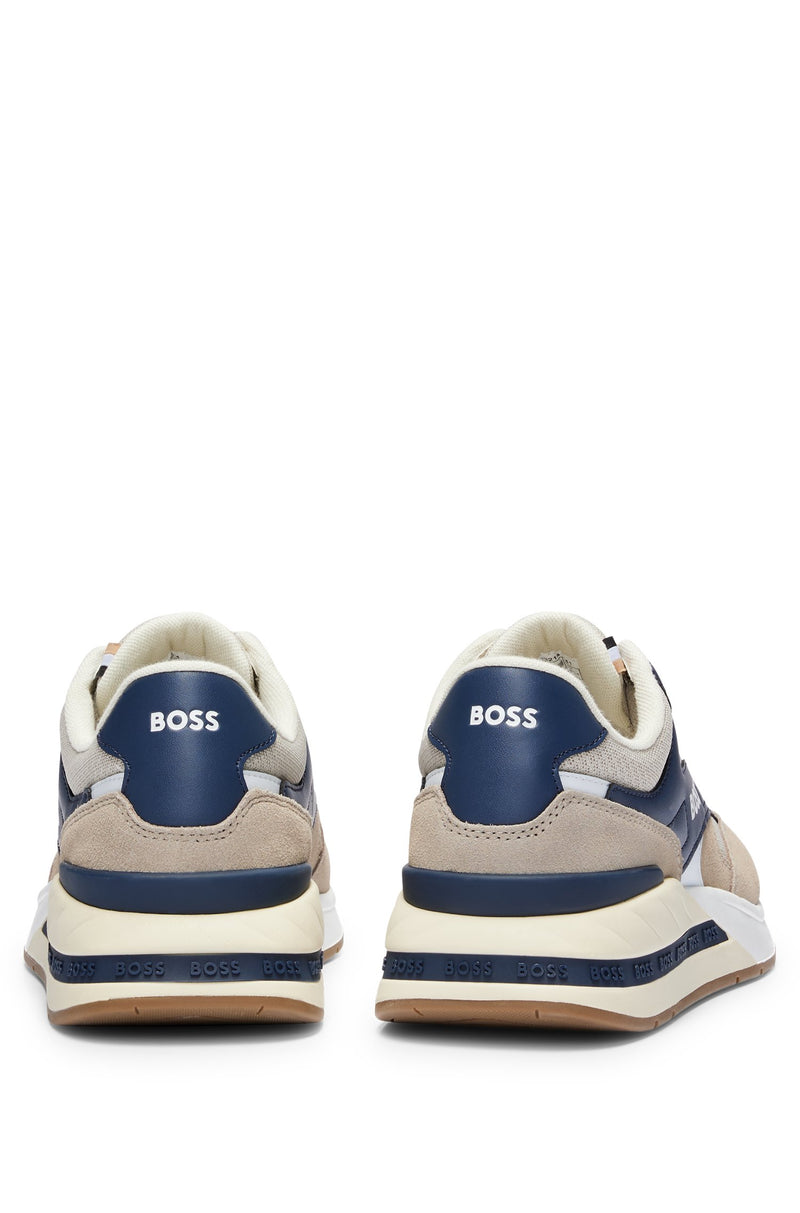 BOSS Mixed Material Lace-Up Trainers with Suede Trims
