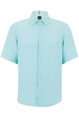 BOSS Rash Aqua Plain Short Sleeve Shirt