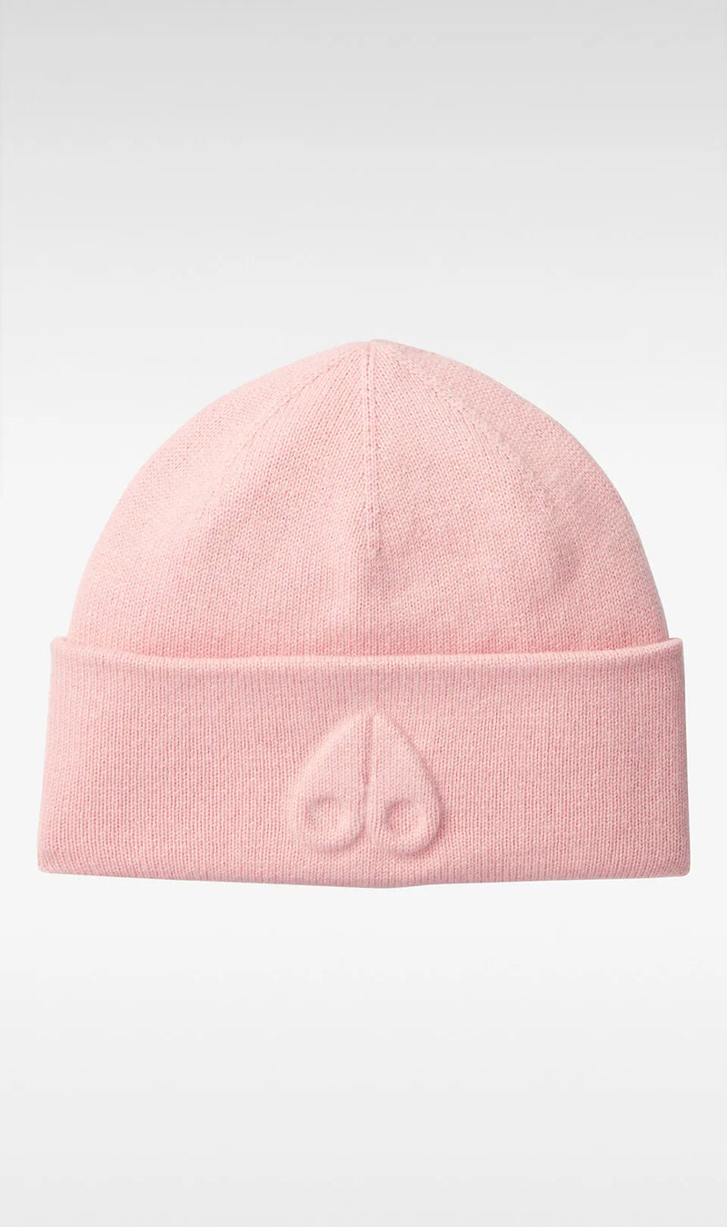 Moose Knuckles Wolcott Toque with Logo in Rose Smoke
