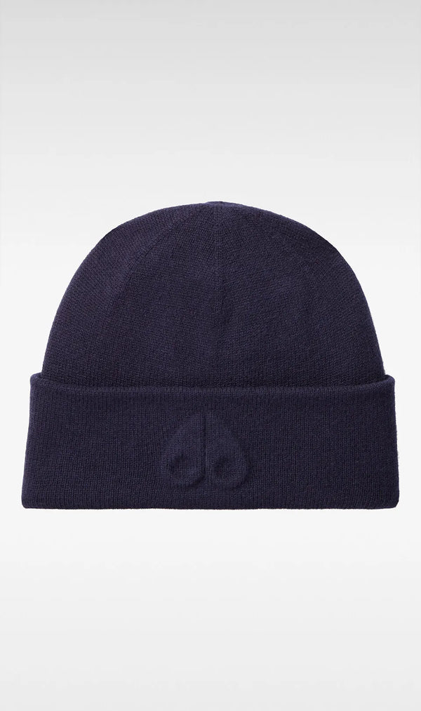 Moose Knuckles Wolcott Toque with Logo in Navy