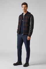 PAL ZILERI Varsity Jacket in Pure Wool with Nappa Leather Sleeves