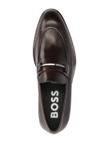 BOSS ITALIAN-MADE LEATHER LOAFERS WITH BRANDED HARDWARE TRIM