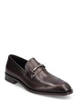 BOSS ITALIAN-MADE LEATHER LOAFERS WITH BRANDED HARDWARE TRIM