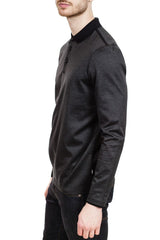 BOSS Pleins 04 Long Sleeve Polo Shirt in Black