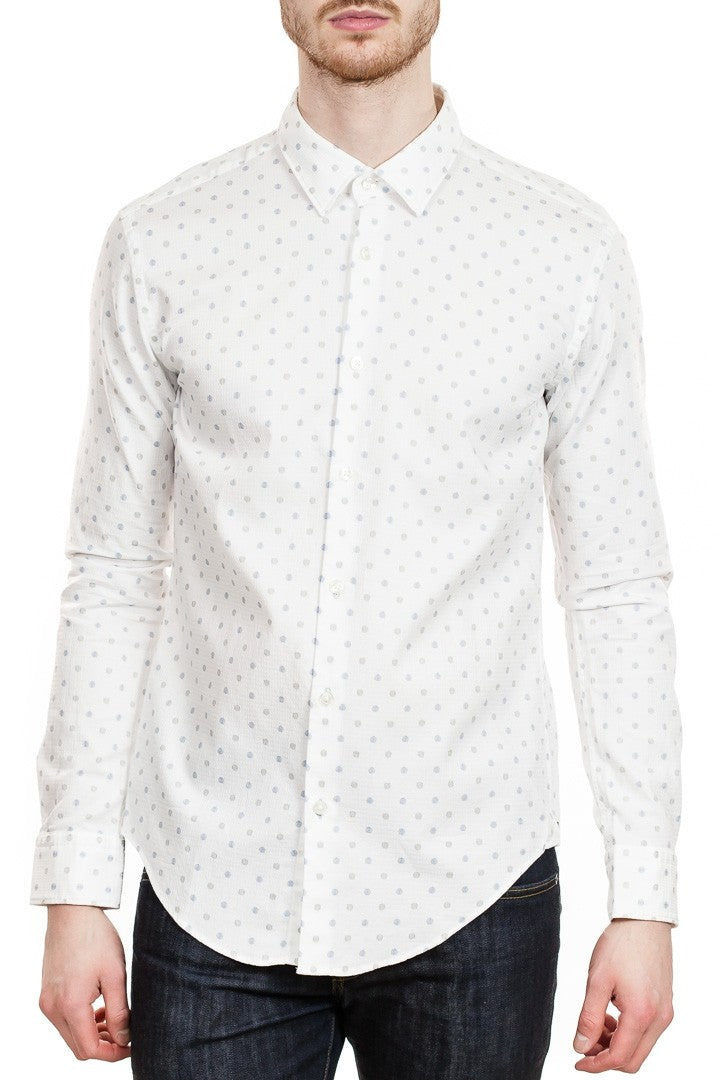 BOSS Ronni 53F Slim-Fit Texture Weave Shirt in White