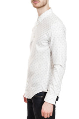 BOSS Ronni 53F Slim-Fit Texture Weave Shirt in White