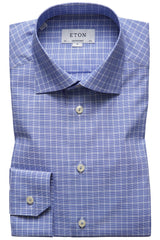 Eton Blue Check Twill Shirt