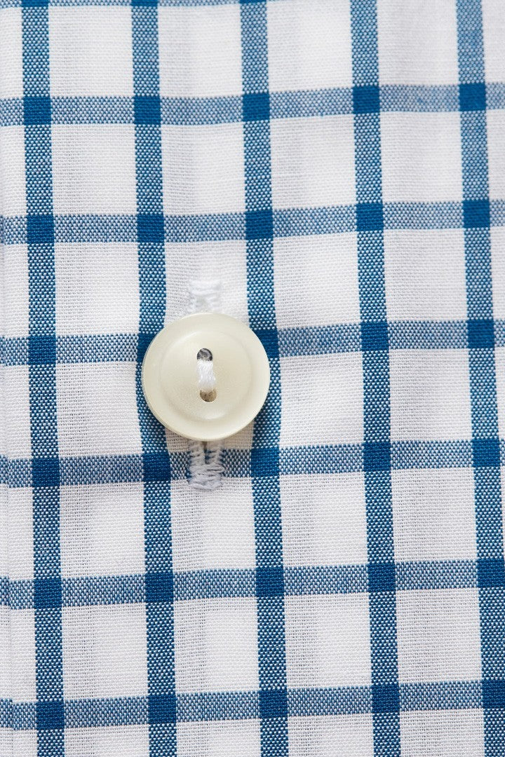 Eton Blue and White Check Twill Shirt